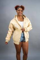 Classic Varsity Jacket 20 Reign Gear women's beige classic varsity jacket