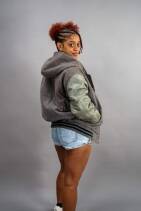 Classic Varsity Jacket 15 Reign Gear women's gray and green classic varsity jacket