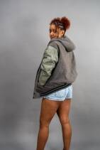 Classic Varsity Jacket 13 Reign Gear women's gray and green classic varsity jacket
