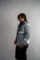 Industrial Work Jacket 17 Model wearing the Reign Gear gray industrial work jacket
