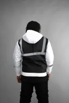 Industrial Work Jacket 8 Model wearing the Reign Gear high-visibility reflective safety vest