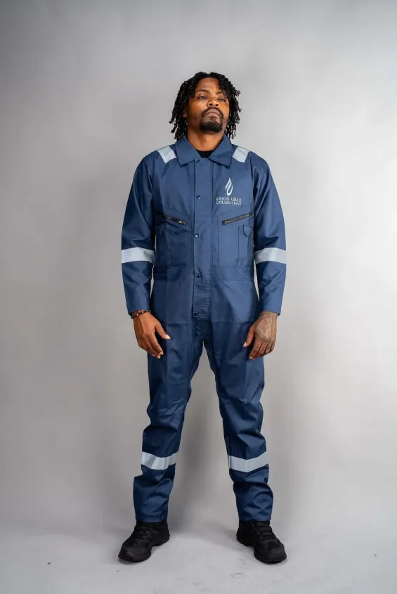 Reign Gear navy blue water-repellent reflective work coveralls