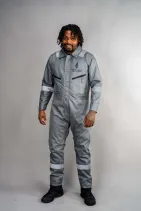 Water-Repellent Coveralls | Industrial Workwear by Reign Gear LLC 2 Reign Gear gray water-repellent reflective work coveralls