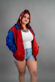 Classic Nylon Jacket 2 Reign Gear women's red and blue water-repellent lightweight windbreaker jacket