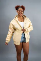 Classic Varsity Jacket 20 Reign Gear women's beige classic varsity jacket