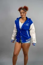Classic Varsity Jacket 26 Reign Gear women's blue and white classic varsity jacket