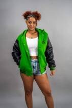 Zipper Varsity Jacket (Copy) 12 Reign Gear women's green and black water-repellent varsity jacket