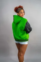 Classic Varsity Jacket 11 Reign Gear women's green and black hooded varsity jacket