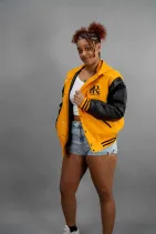 Zipper Varsity Jacket 7 Reign Gear women's yellow and black varsity jacket