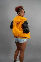 Classic Varsity Jacket 34 Reign Gear women's yellow and black classic varsity jacket