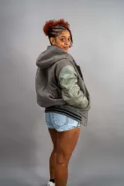 Classic Varsity Jacket 15 Reign Gear women's gray and green classic varsity jacket
